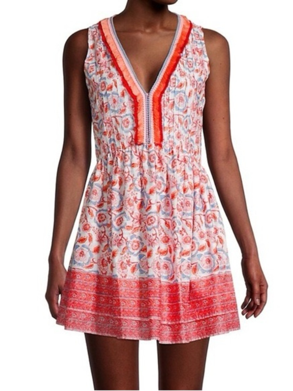 Vineyard Vines pink and blue fringe fit and flare dress